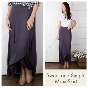 Matilda Jane Joanna Gaines Sweet & Simple Faux Wrap Maxi Skirt Gray XS